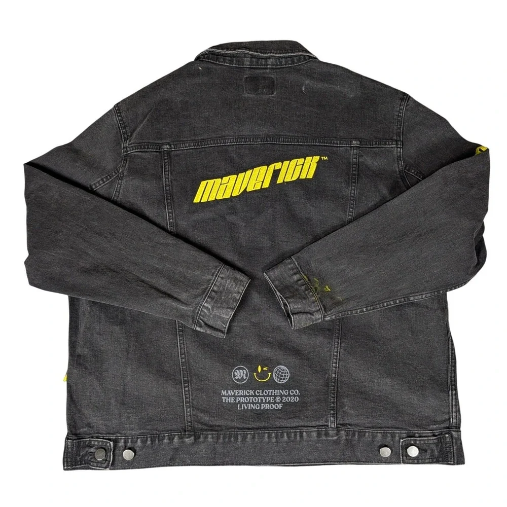 Logan Paul WWE Maverick Clothing Co Men‎ Washed Black Graphic Denim Jacket